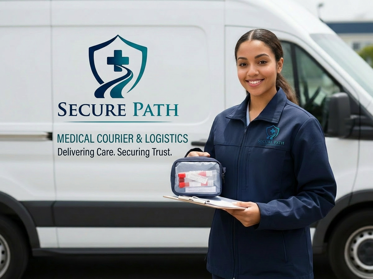 Secure Path medical courier delivering specimens to a laboratory